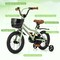 Green Metal Kids Bike with Dual Brakes, Training Wheels and Basket Perfect for Children's